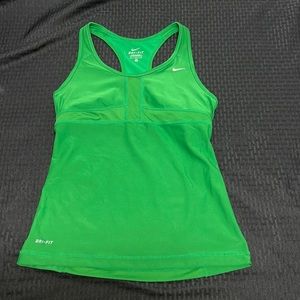 Nike Dri Fit Green Tank with Shelf Bra